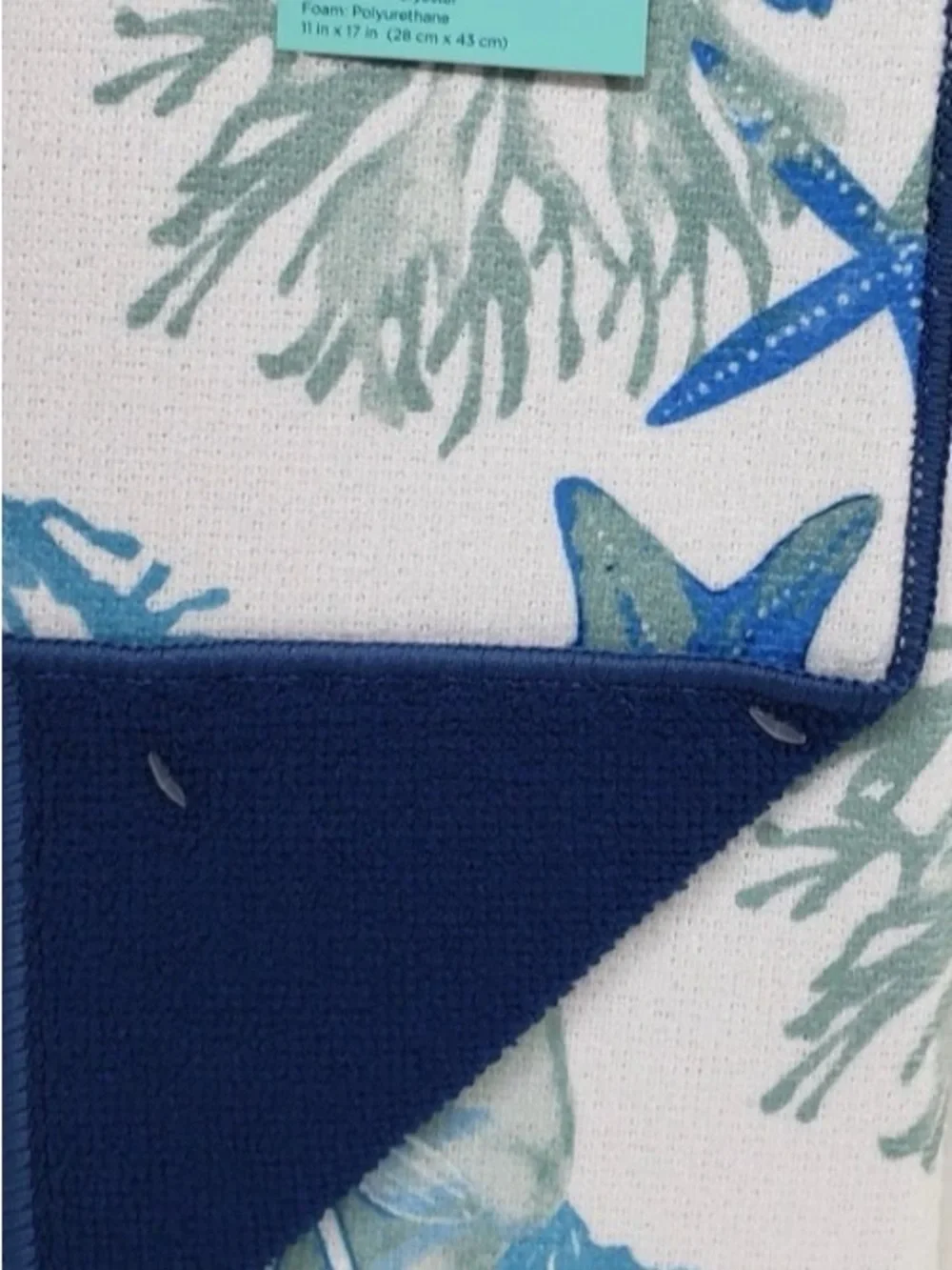 Starfish Print Dish Drying Mat - Blue Seafoam Colors
